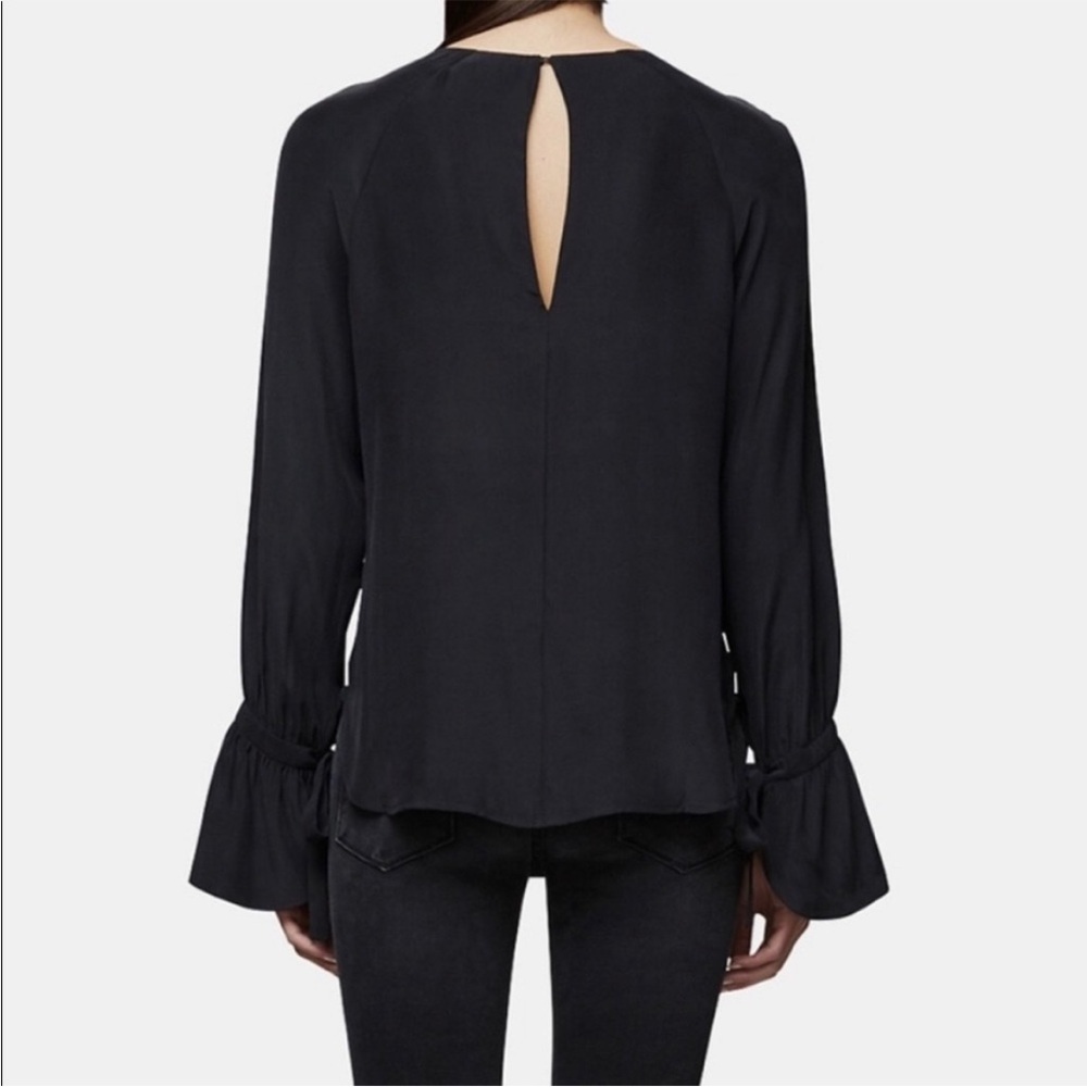 NWT FRAME Denim Voluminous Cuff Silk Blouse - Black Size Medium - Picture 4 of 12